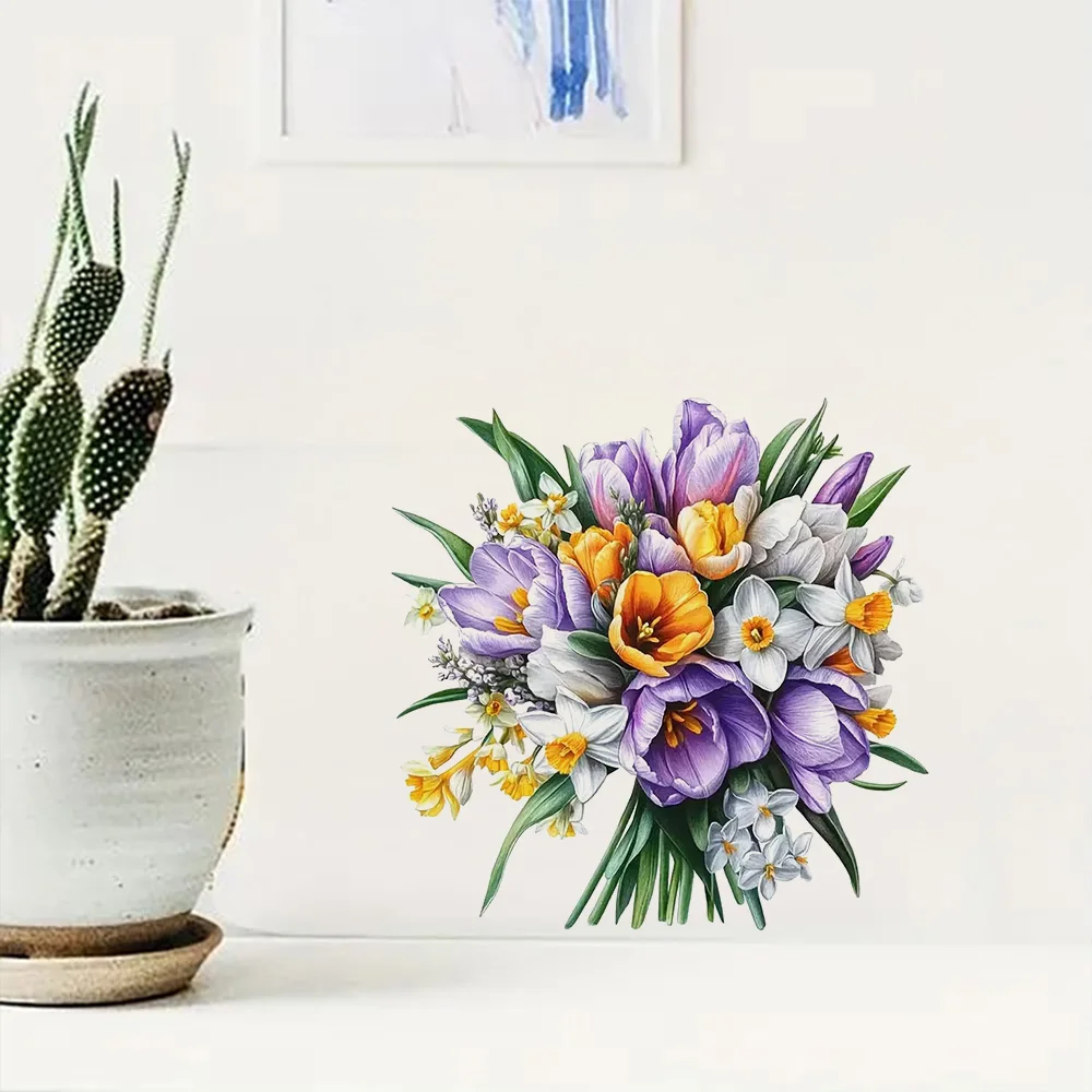 

Large Realistic 3D Tulip & Daffodil Flower Stickers, Waterproof Vinyl Material, Ideal for Toilet, Home , Refrigerator, Car