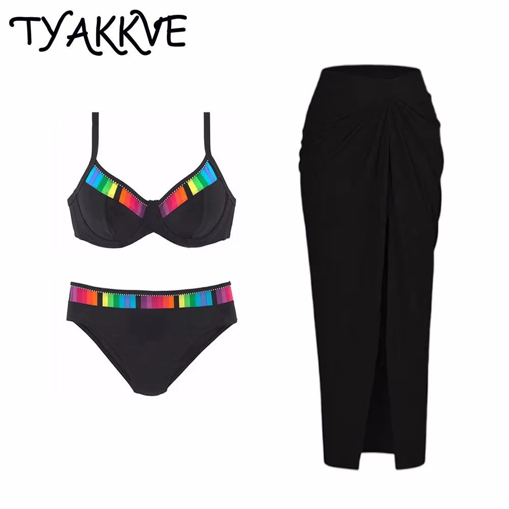 TYAKKVE 2024, conjunto de Bikini estampado de 3 piezas, traje de baño Push Up, traje de baño femenino de cintura alta, traje de baño Sexy para