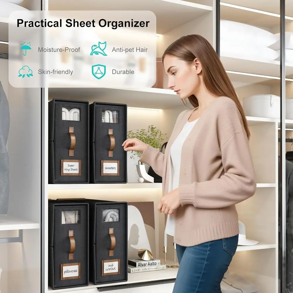 Organizer na pościel Cal King z uchwytem do przechowywania pościeli - czarny