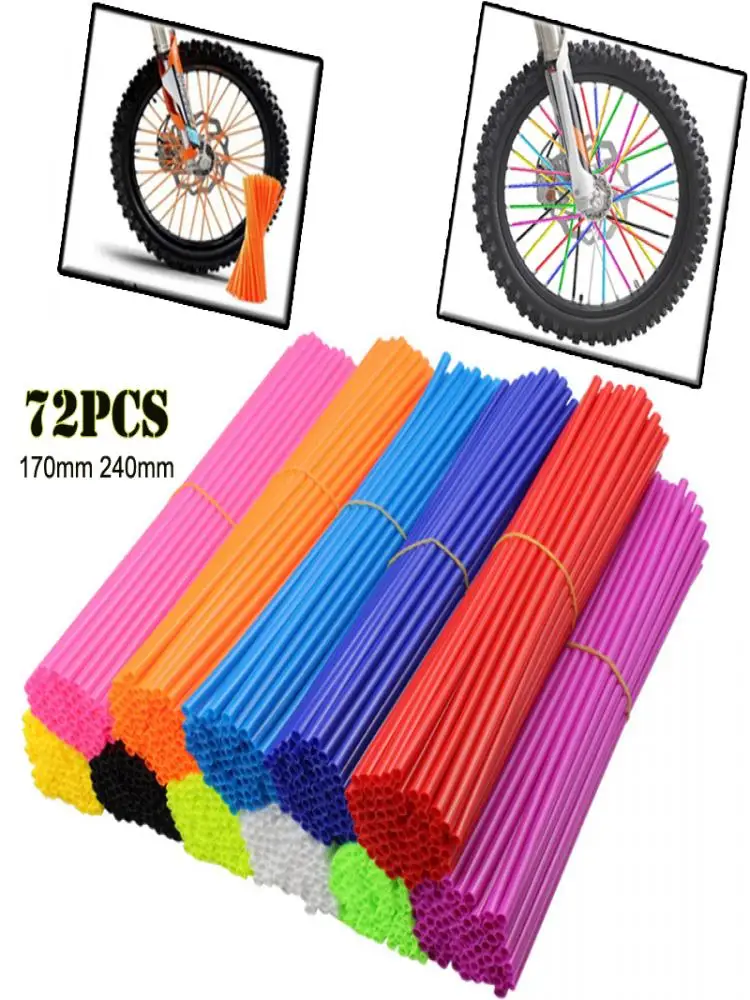 AliExpress 72Pcs 17/24cm Motorcycle Wheel Spoke Protector Wraps, Rim Skin Trim Covers for Motocross Bike Bicycle Accessories