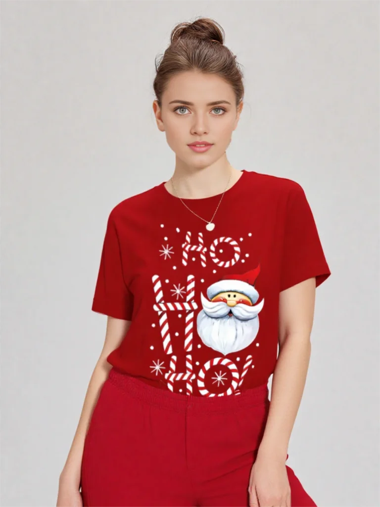 

Women's T-shirt Funny Cartoon Santa Claus Trendy Print Casual Round Neck Tops Summer Short Sleeve Harajuku Streetwear Madam Tops