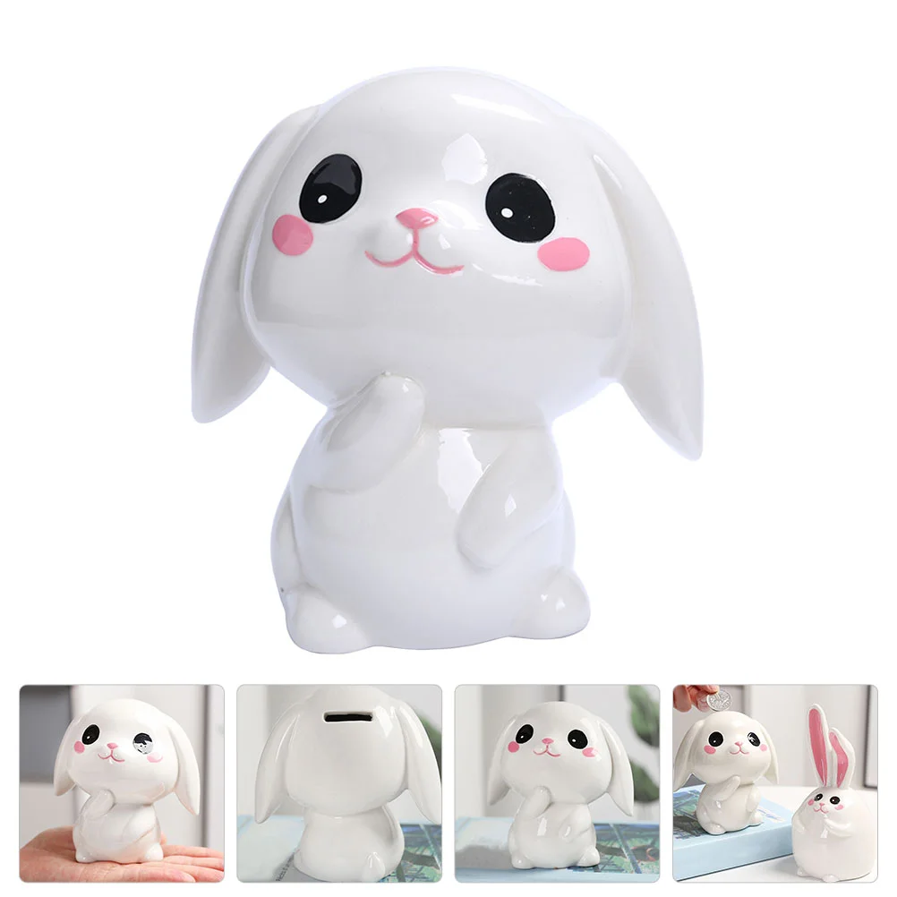 

Decorations Rabbit Piggy Bank Design Savings Coin Container Gift Child Decorative White Money