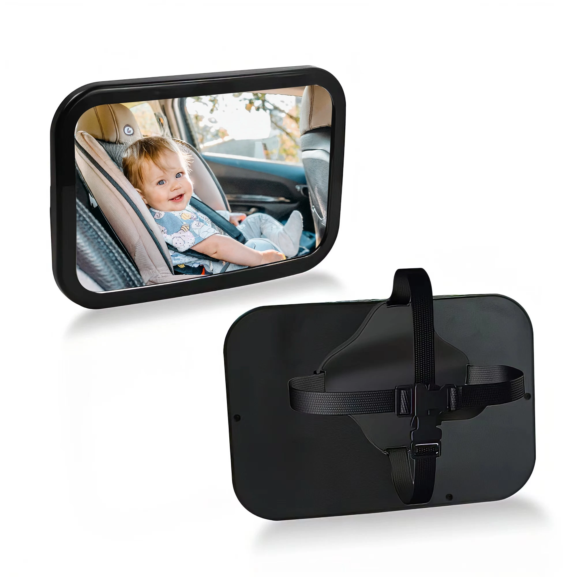1 Pc 360° Rotatable Back Seat Mirror with Adjustable Straps and Certified Shatterproof Baby Car Mirror for Rear Facing Infant