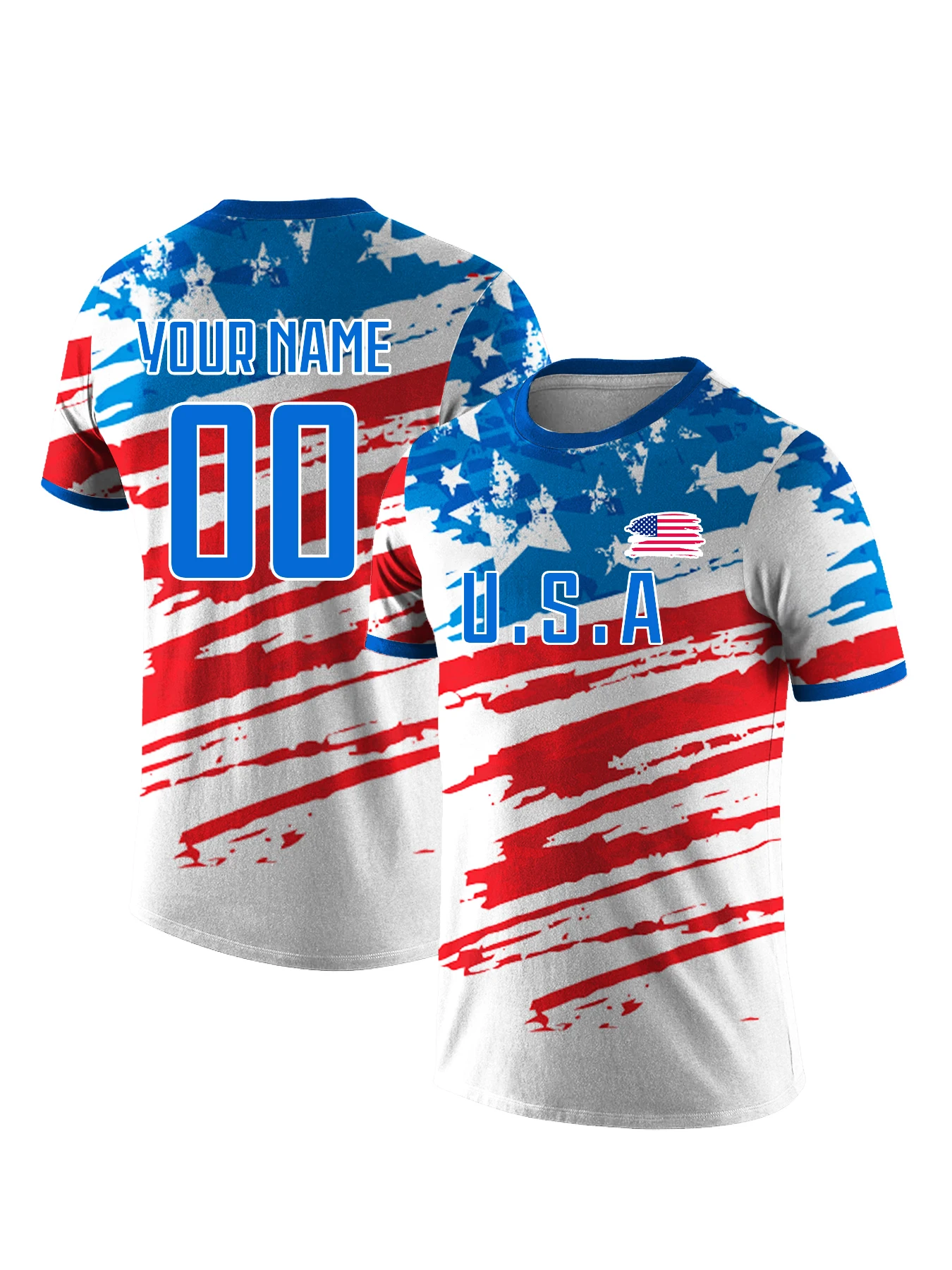 

Футболка сборной США на заказ с персонализированным именем и номером, удобная спортивная одежда для мужчин