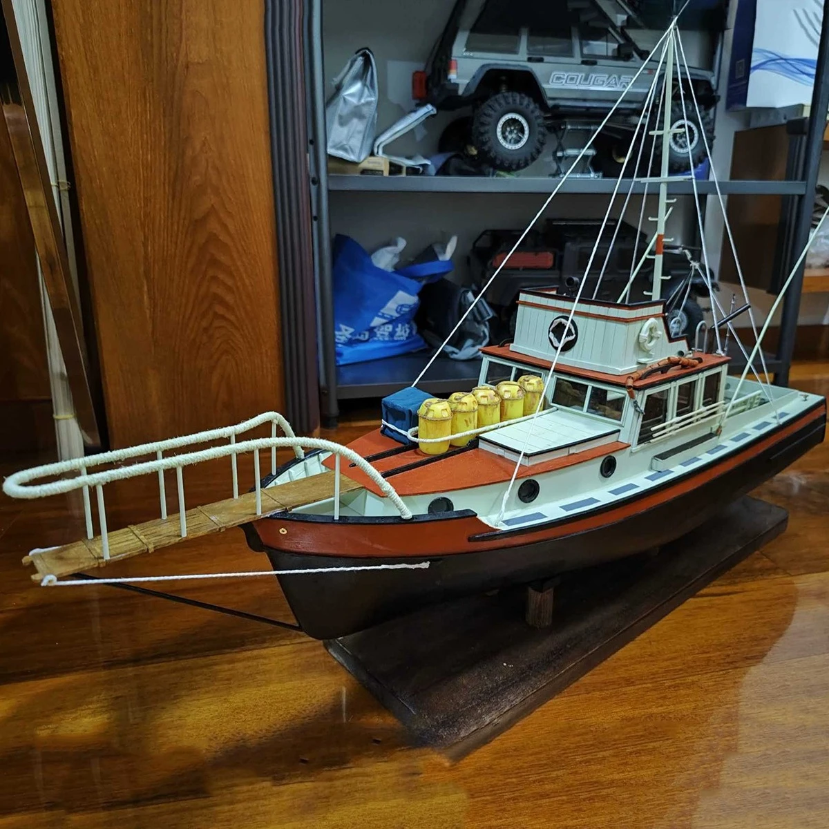 1/12 RC 선박 130cm 목재 구조 시뮬레이션 오르카 원격 조종 낚시 보트 3D 프린팅 디테일 RC 보트 모델 키트 선박 장난감