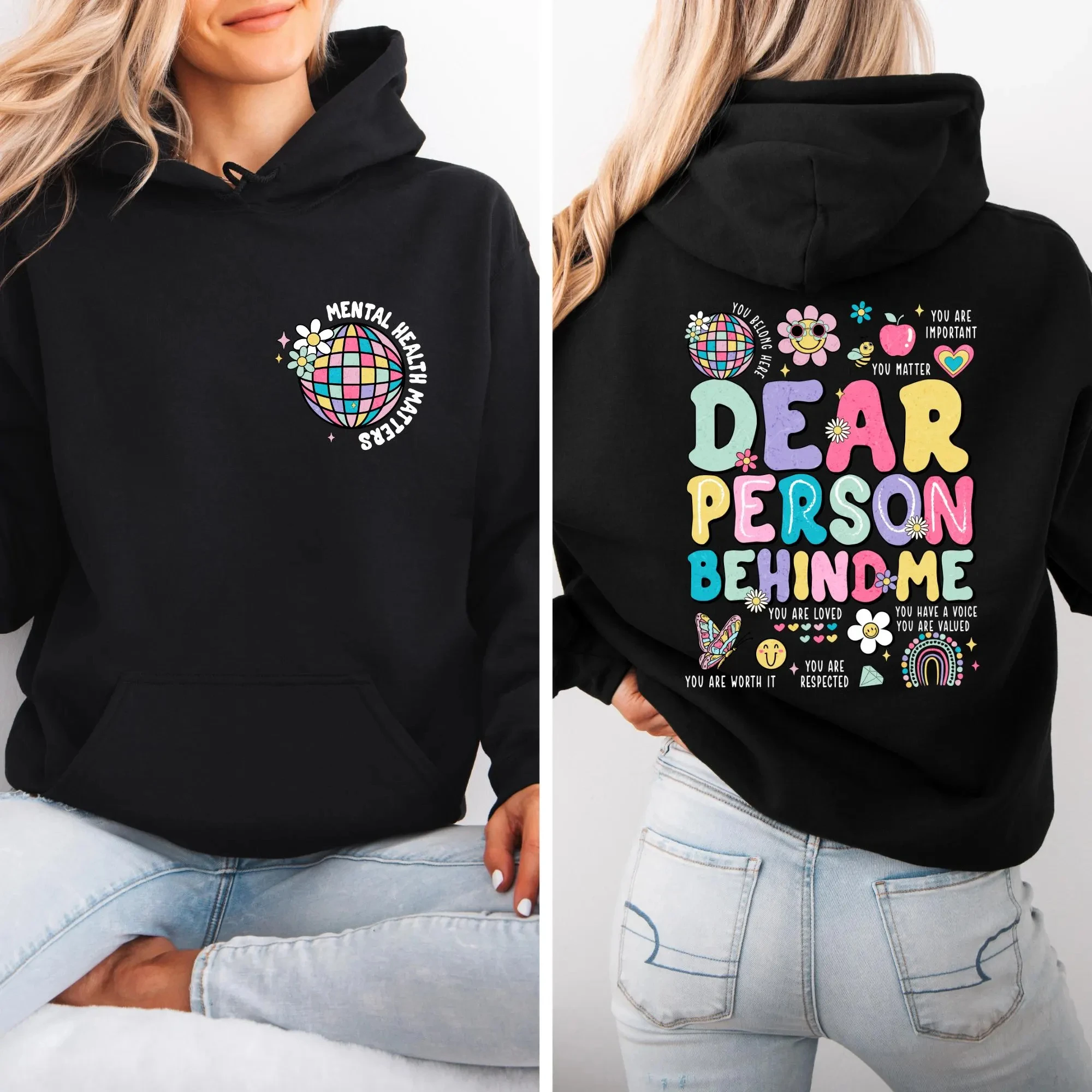 

Dear Person Behind Me Hoodie Sweatshirt Women Long Sleeve Sweatshirt Pullover Tops Vintage Streetwears Autumn Winter Clothing