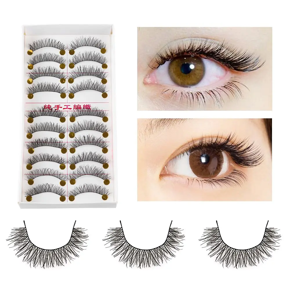 10 Pair Cross Natural Long Fake lash Black Makeup tool False Eyelashes