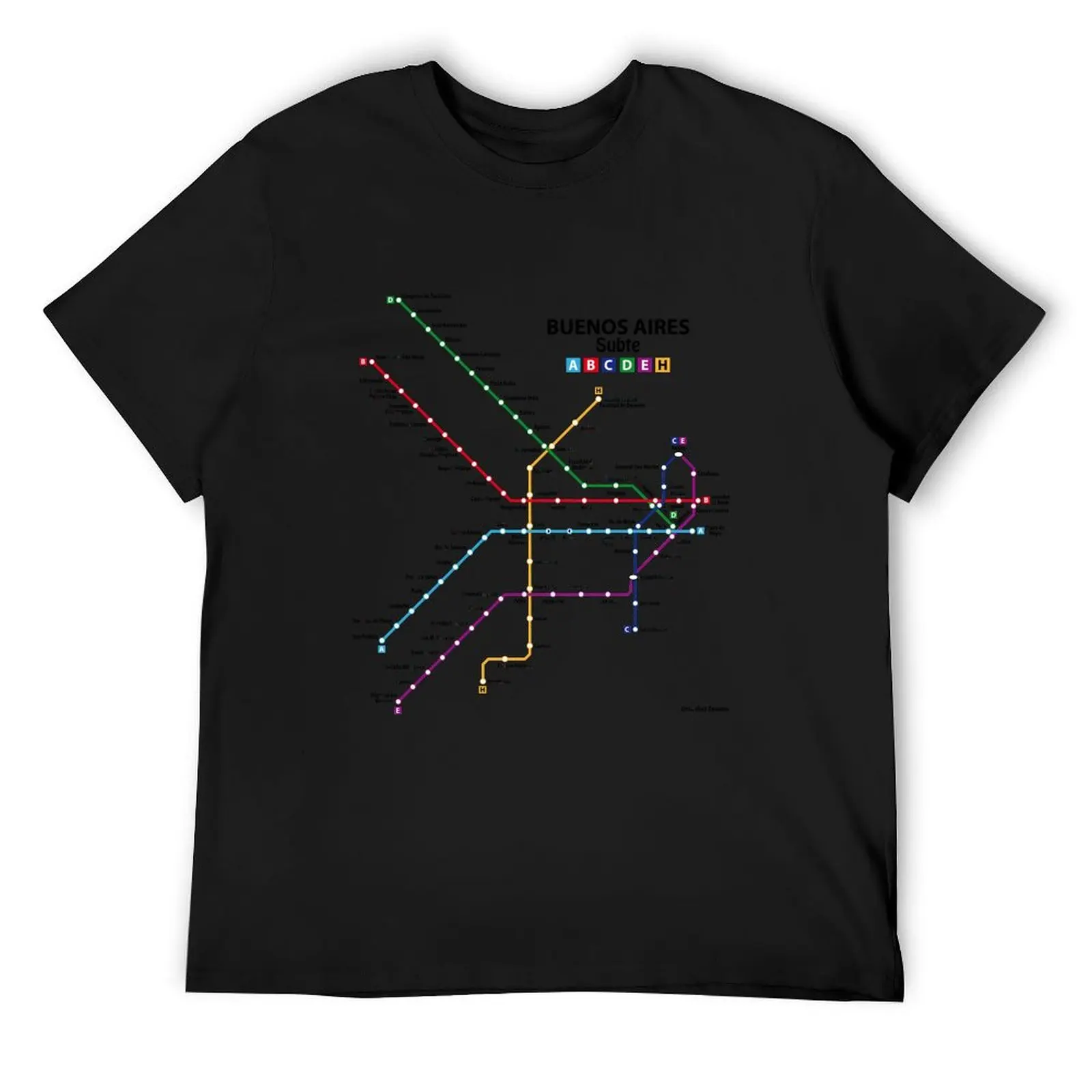 BUENOS AIRES Metro (Subte) Network T-Shirt customs korean fashion oversizeds mens graphic t-shirts pack