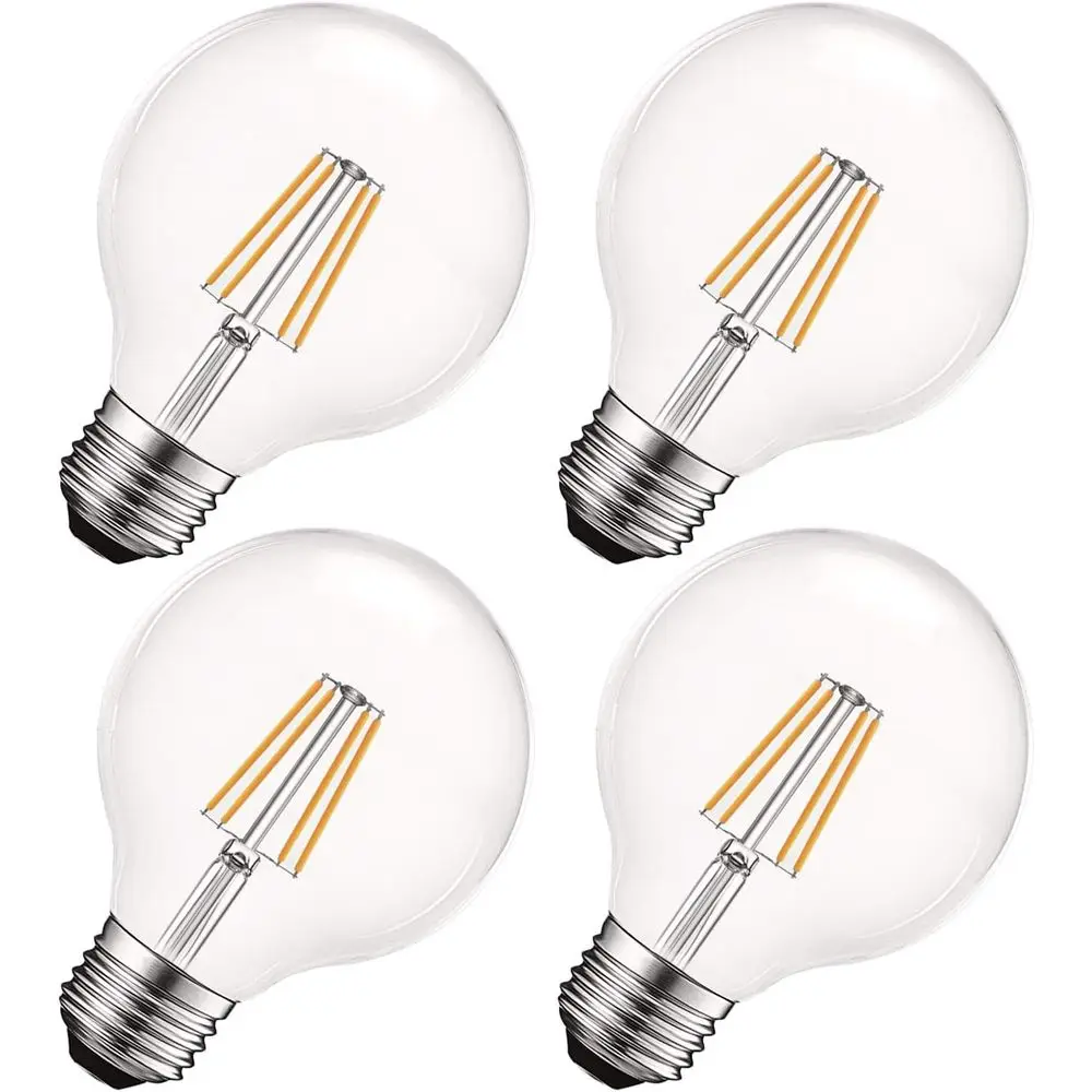 

Vintage G25 LED Globe Light Bulbs 60W Equivalent, 550 Lumens, 2700K Warm White, Dimmable Round Edison Bulb 5W, Clear Glass, LED