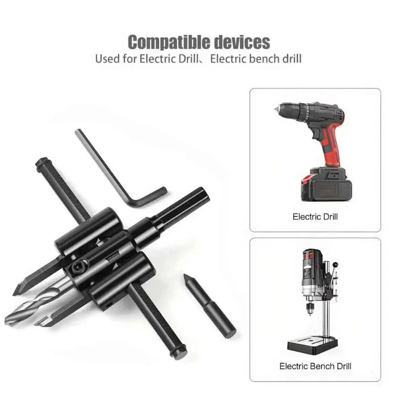 

Carbide Drill Bits For Gypsum Board Solid Wood Composite Plate 30mm~120mm adjustable Circle Hole Saw Set,Woodworking Hole Opener