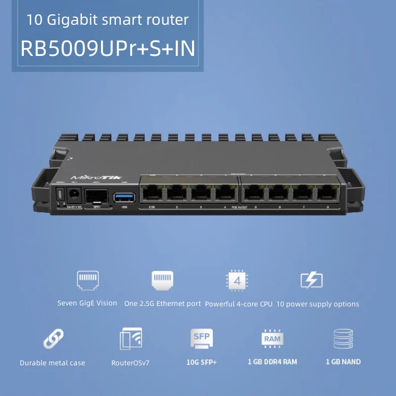 Suitable for MikroTik RB5009UPr+S+IN POE Enterprise-class 10 Gigabit 9-port Smart 48V Wired POE Power Supply Router