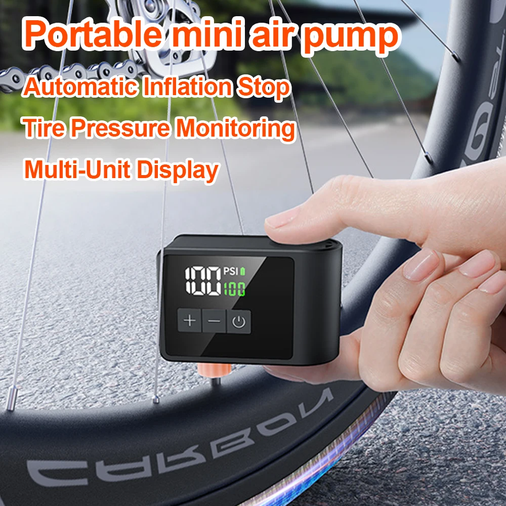 

Portable Mini Digital Display Air Pump Mini Air Compressor Cycling Tire Inflator 120PSI Mountain Bike Road Bicycle Tire Pump
