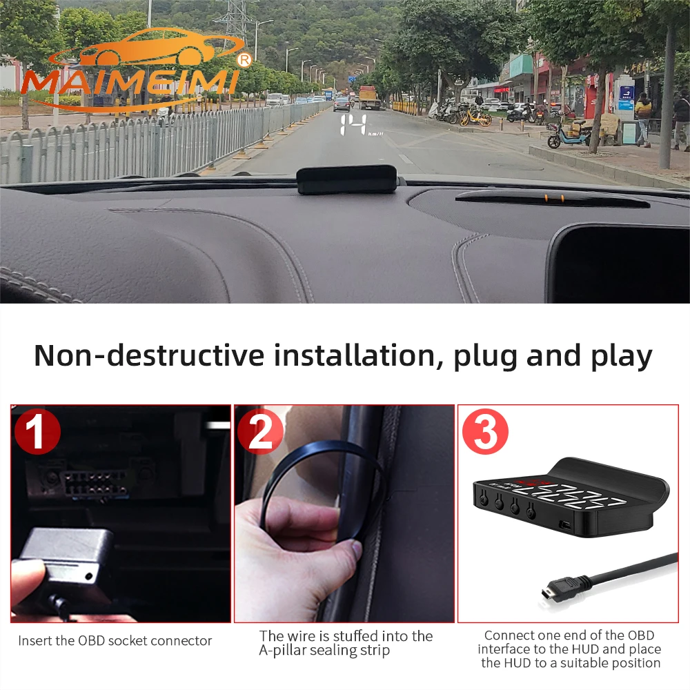 M3 OBD2 Windshield Projection Digital Car Speedometer Head-Up Display on-board Computer Water Temperature Voltage Gauge