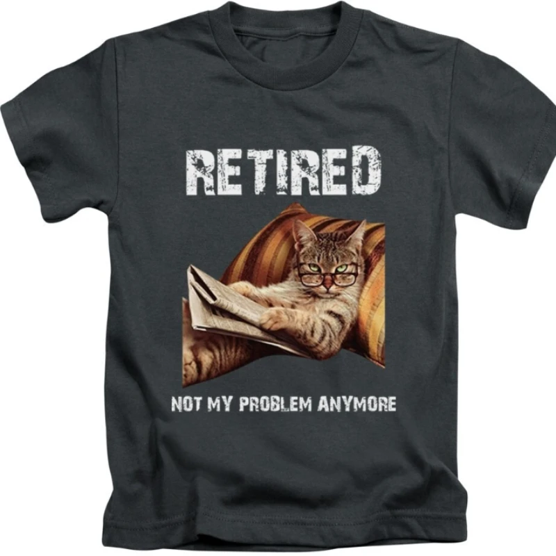Retired Not My Problem Anymore Adults T-Shirt Funny Cat Meme Top New Cotton Retro Street Fashion Men's Shirt Short Sleeve Design