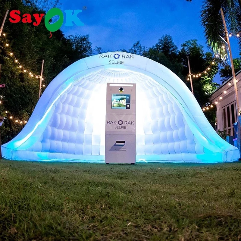 

SAYOK 3x2.5mH Giant Inflatable Luna Tent Inflatable Selfie Shell Dome Tent with Led Lights for Party Events Show Wedding Outdoor