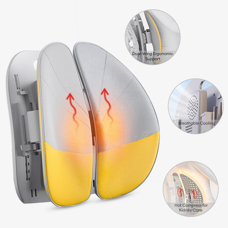 

Heating Function Office Chair Waist Pad Breathable Ergonomic Car Backrest Waist Pad Adjustable Support Ventilation