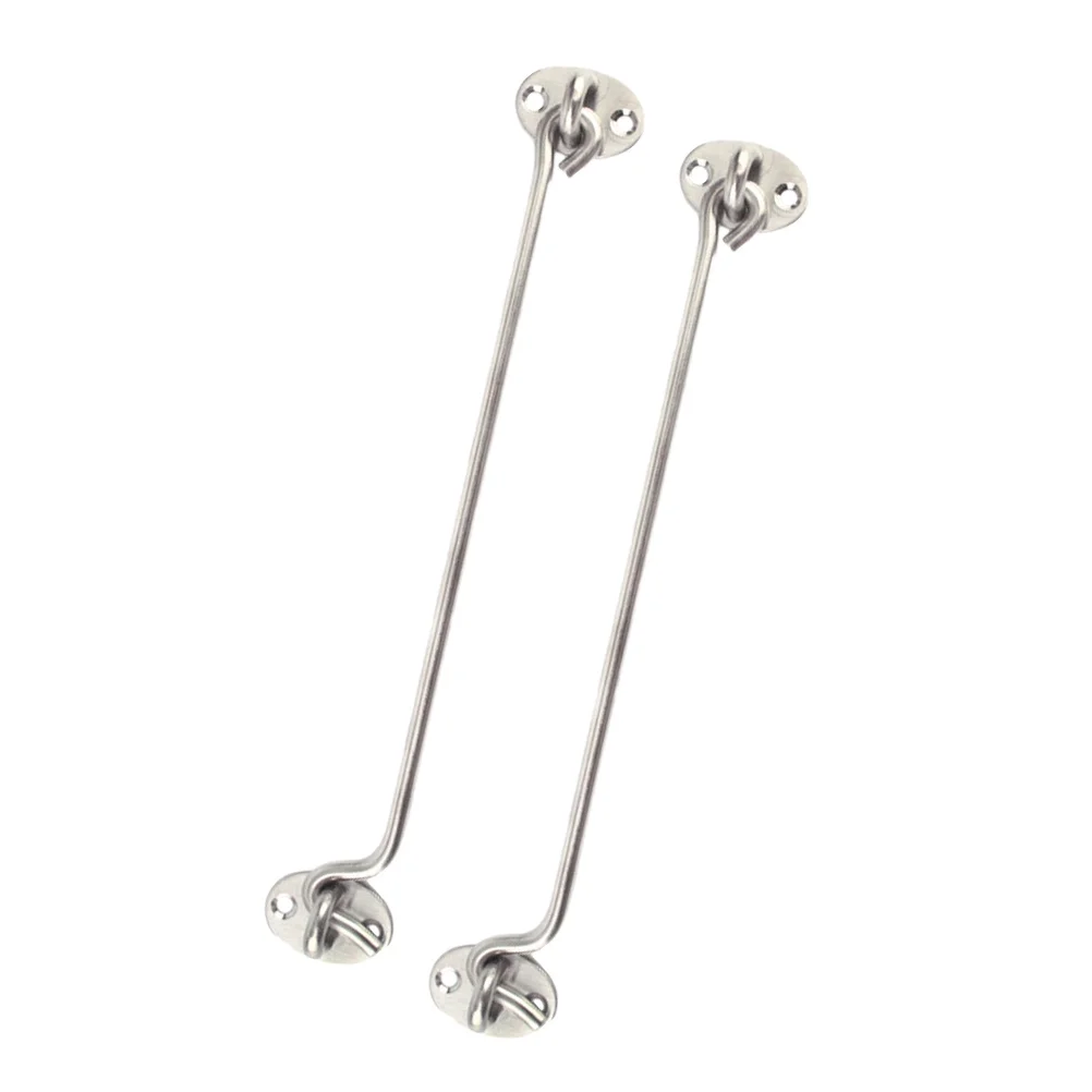 

2Pcs Stainless Steel Wind Hook 12Inch Heavy Duty Door and Window Catch Smooth Polished Rustproof Cabin Hook for Secure Closure