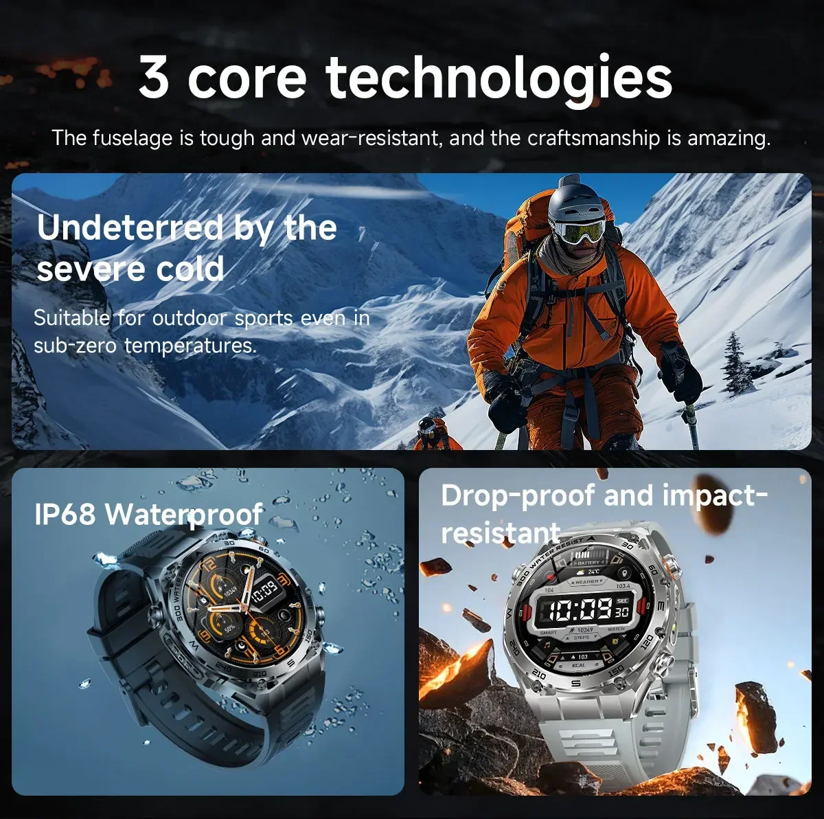 2026 Neue VWAR Ultimate Rugged Smartwatch IP68 Wasserdicht 1000 mAh Akku 24-Stunden-Gesundheitsüberwachung 100+ Sportmodi Smartwatches – Detail 4