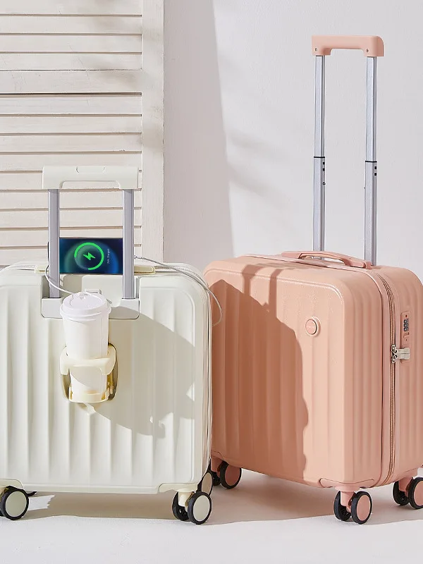 18-inch-lightweight-female-travel-suitcase-with-pull-rod-boarding-design-children's-luggage-abs-pc-material-spring-autumn