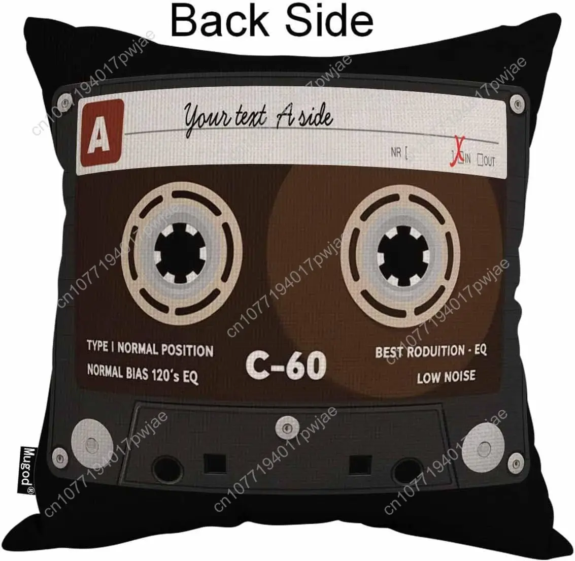 Mugod Retro Audio Cassette Throw Pillow Music Record Player Low Noise 80s Plastic Tape Cotton Linen Square Cushion Cover Standar