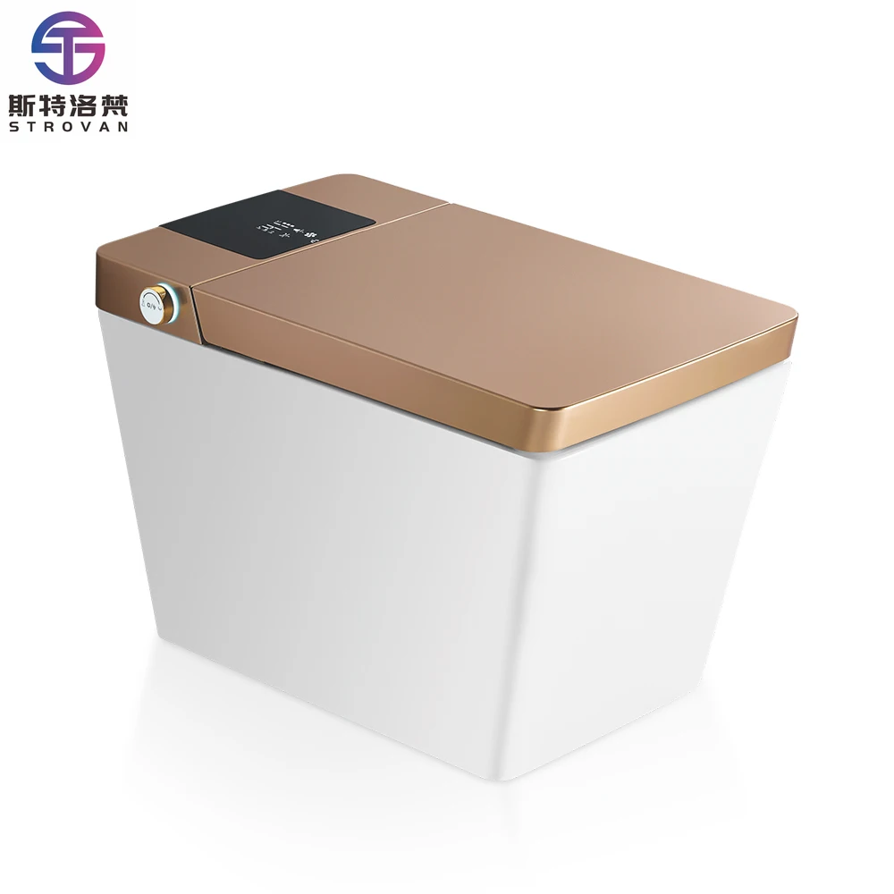 HKZX Taizhou Electric Heated Golden and White Smart Toilet