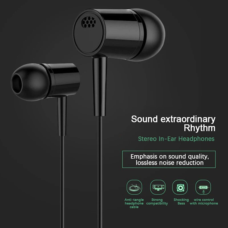 Headset 2 Color Optional 3.5mm Earbuds High Quality In-ear For Phone Computer Headphone With Mic Earbuds In-ear Wired Earphone