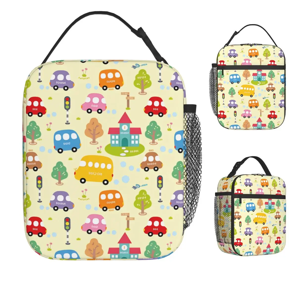 الكرتون جرافة حفارة مطافئ شاحنة الغداء حقيبة الرجعية علب الاغذية المدرسة المحمولة معزول الحرارية حمل حقائب اليد حقيبة للحفاظ على البرودة #1
