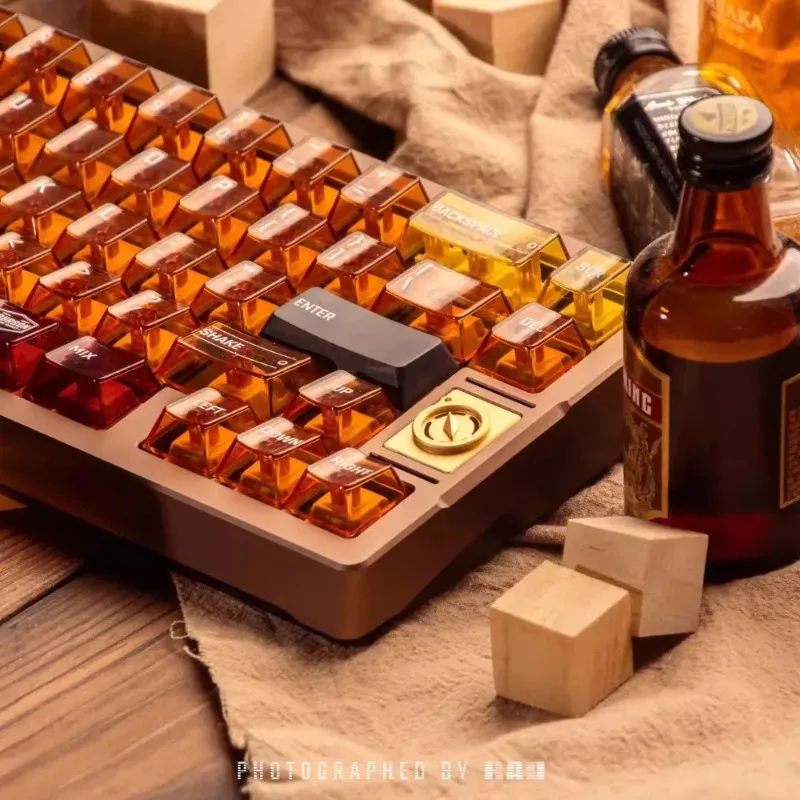 

Bartender Theme Keycap Set 154key PBT+ABS Retro Translucent Keyboard Cap Ergonomic Cherry Profile KeyCap for Mechanical Keyboard