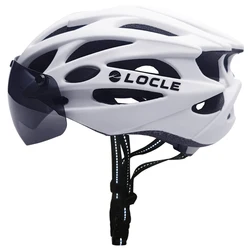 LOCLE Magnetic Goggles Cycling Helmet Men Women Bicycle Helmet Lenses MTB Bike Helmet Road Mountain Helmet Removable Sunvisor
