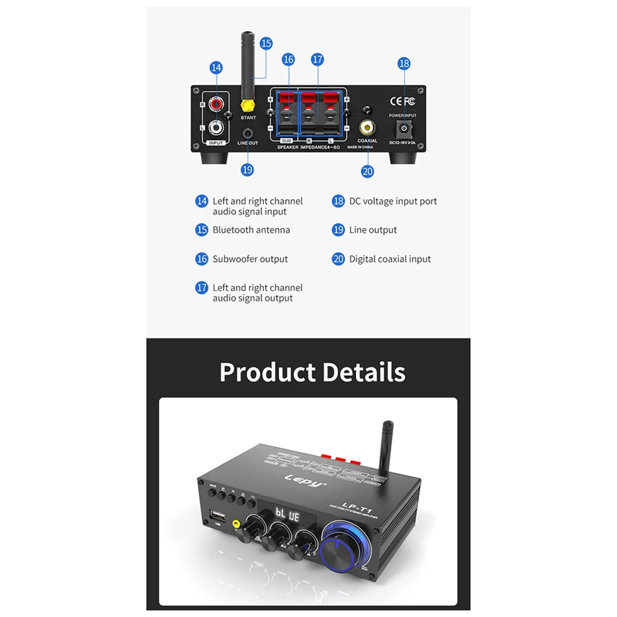 

Новый Tech LP-T1 цифровой Hi-Fi Bluetooth усилитель коаксиальный USB-диск воспроизведение без потерь мини-цифровой усилитель 30 Втx2 + 60 Вт EU-PLUG