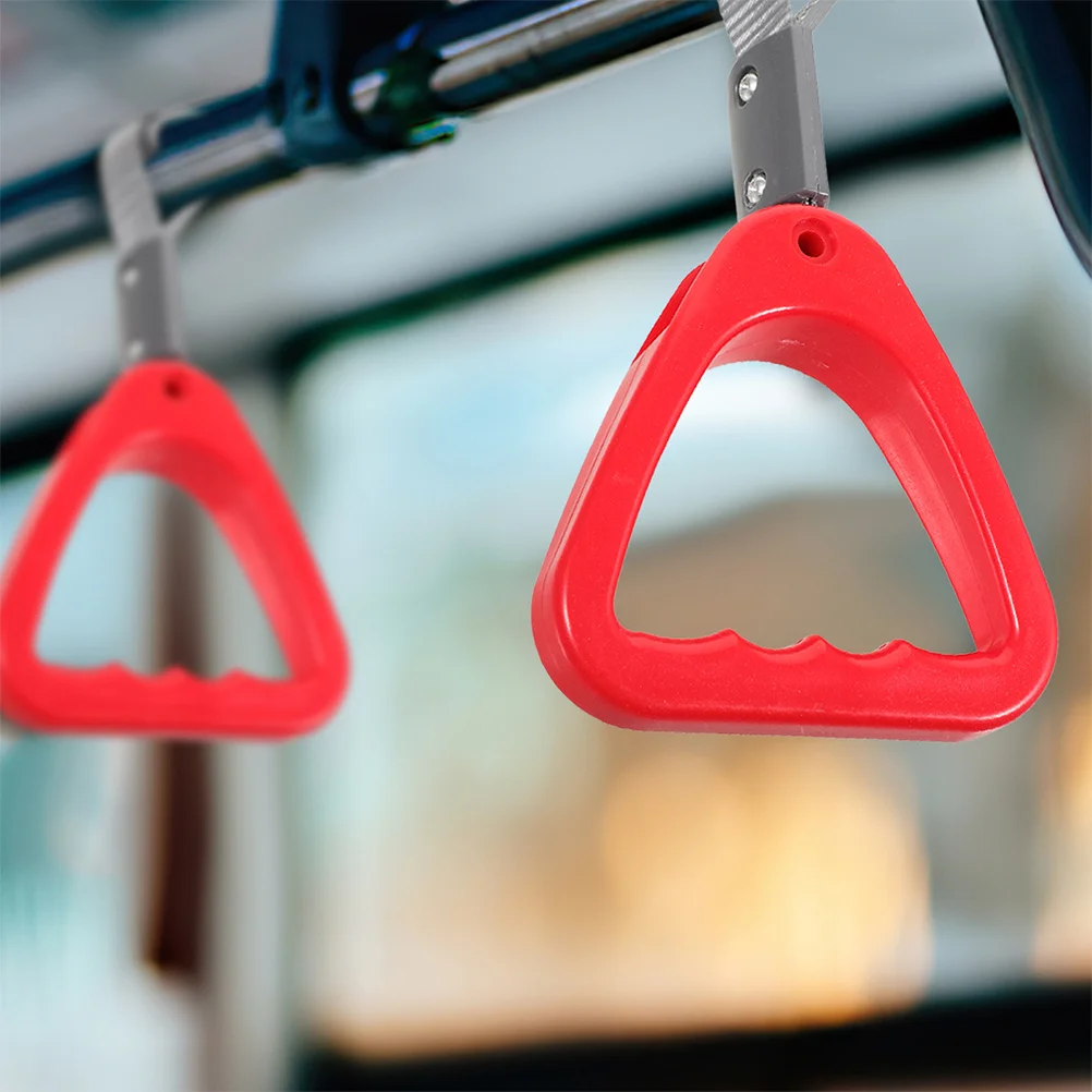 

2pcs Red Ring Durable Bus Subway Auto Support Handle Train Support Adjustable Vehicle Assist Hand Strap
