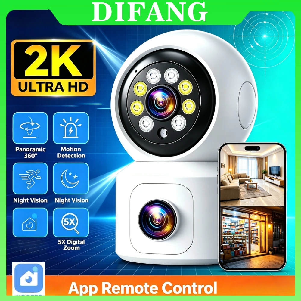 Yoosee WiFi Baby Monitor 2K Pet Camera Dual Screen 360° PTZ  2-Way Audio Home Security Camera O-kam