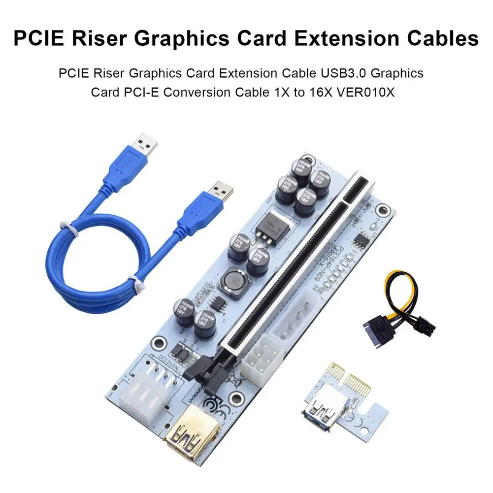 금속 솔리드 캐패시터 기술 어댑터 카드, 전문 GPU Pci-e 라이저, 채굴용 Eth Btc용 1x ~ 16x 연장 케이블
