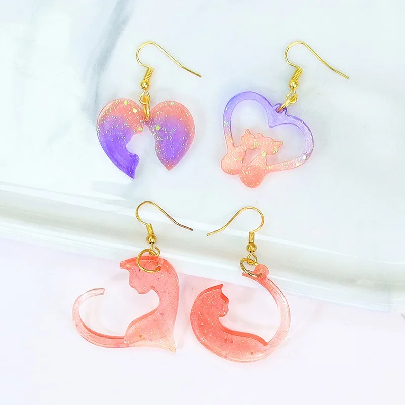 DIY Natal seri anak kucing anting cetakan silikon anting liontin anting penjepit rambut hiasan gantung hangtag cetakan Resin