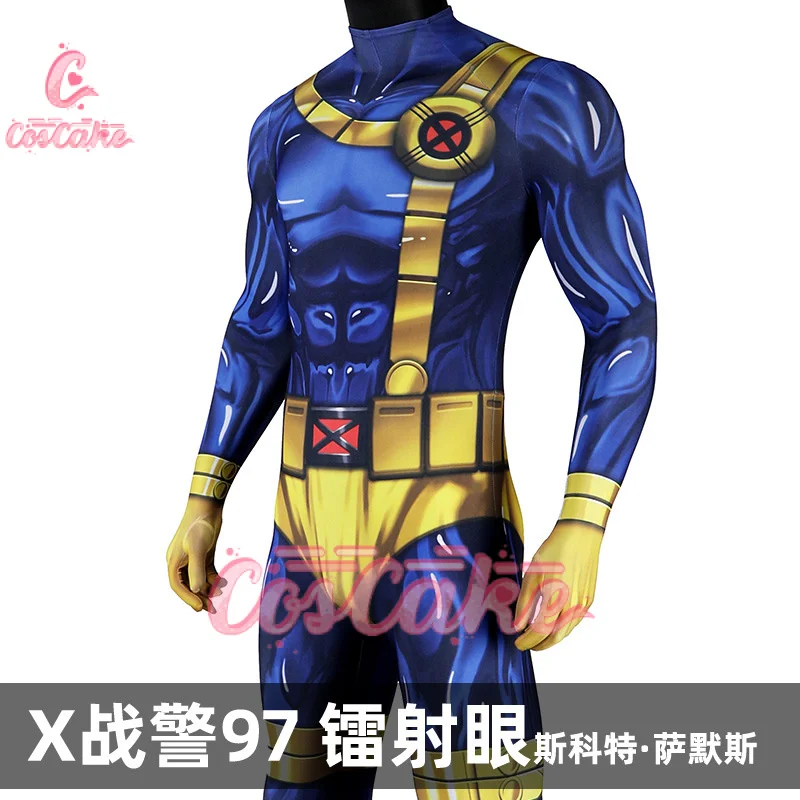 X-MEN 97 Cyclops Cosplay Jumpsuit Mask Scott Summers Cosplay Costume Zentai Suit Superhero Halloween Outfit Party Bodysuit