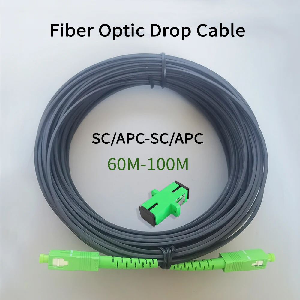 SC/APC-SC/APC Indoor Drop Cable Fiber Optic Patch Cord Single Mode Simplex Optical Fiber Cable With Black Wire 60M-10M