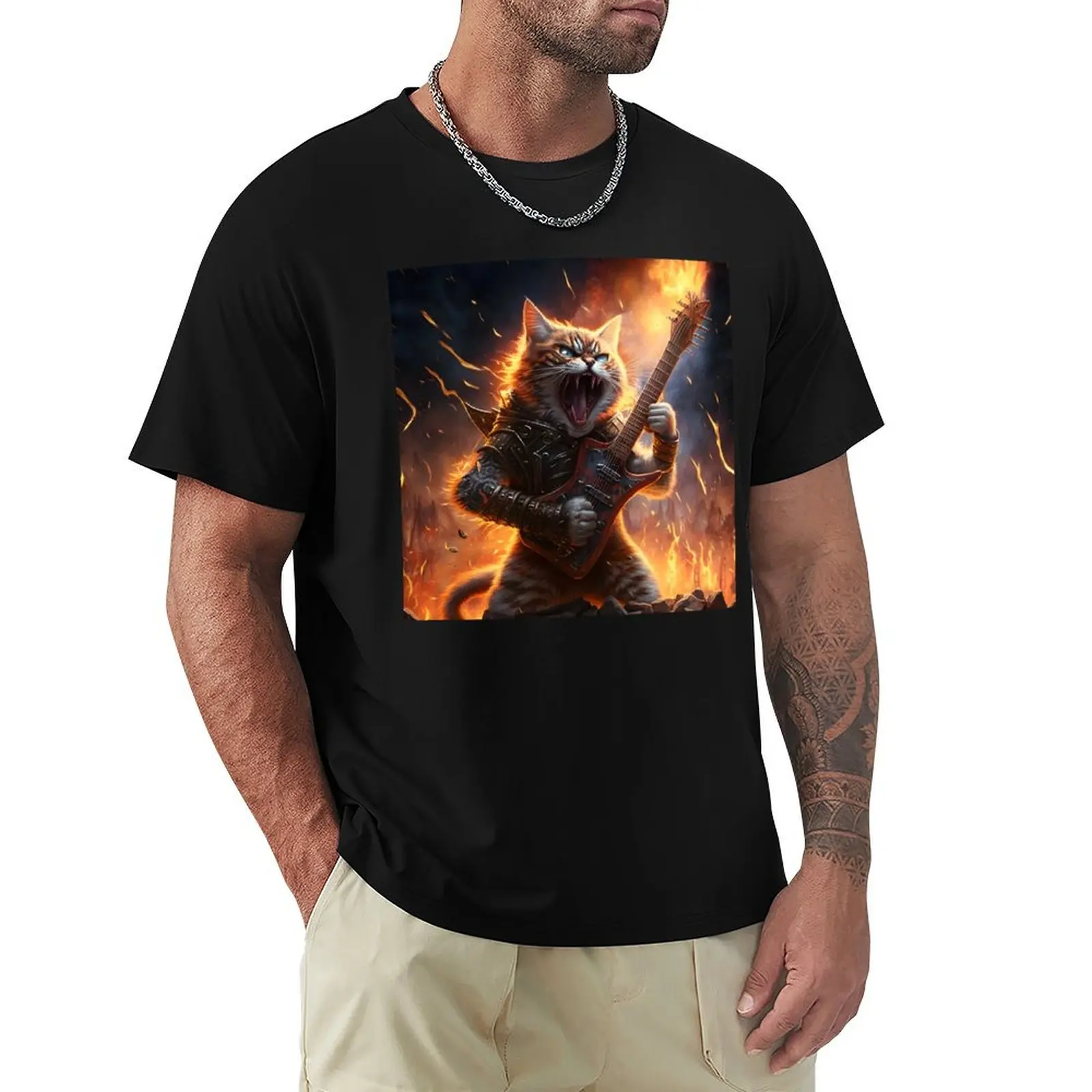 

Heavy Metal Cat Electric Guitar T-Shirt sublime Louboutins Personalized t-shirt shirts men