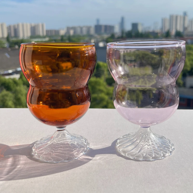 Colored Glass Wine Glass Juice Milk Coffee Cup Cute Heat Resistant Glass Office Water Glass Colored Goblets