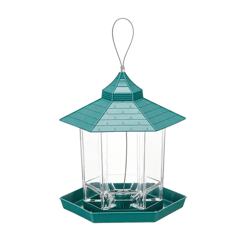 

Convenient Large Capacity Bird Feeder Acrylic Pavilion Shape Outdoor Spot Bird Feeder Hanging Bird Feeder