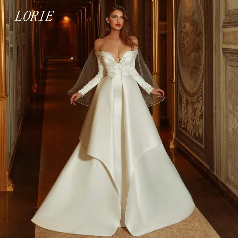 

LORIE Luxury A Line Wedding Dress Noval Off The Shoulder Bridal Dresses Appliques Lace Temperament Wedding Gown Customized 2026