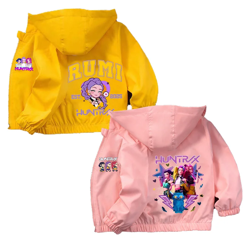 

K Pop Demon Hunters Children's Clothing Hooded Jackets Girls Print Sports Coats Children Cartoon Outerwear Casual Clothes Gift