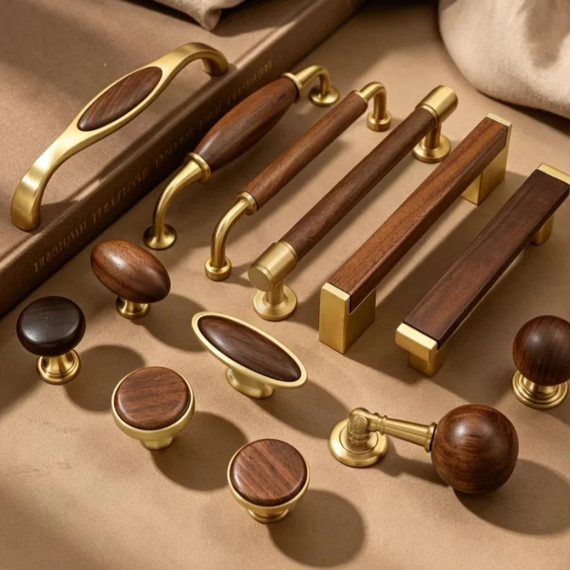 Vintage Wardrobe Knobs Antique Walnut Wood Kitchen Accessories Cabinet Knobs And Handles Cupboard Closet Pull Furniture Handles