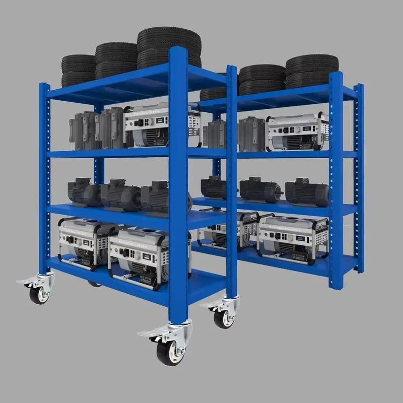 Storage Racks Shelving Units Slotted Angle Racks 4-Layer Steel Powder Coated Protected Industrial Grade Heavy