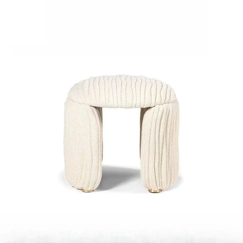 

Light luxury art minimalist fabric dressing stool, creative high-end stool in villa luxury bedroom