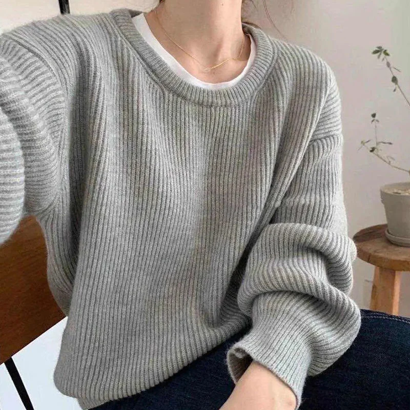 

Women Sweater O-neck Spring Autumn Knitwear Long Sleeve Slim Warm Pullovers Lady Basic Knitted Bottoming Shirt T325