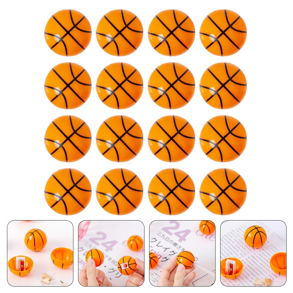 16 Pcs Pencil Sharpener Children Gifts Student Stationery Basketball Manual Metal Kids