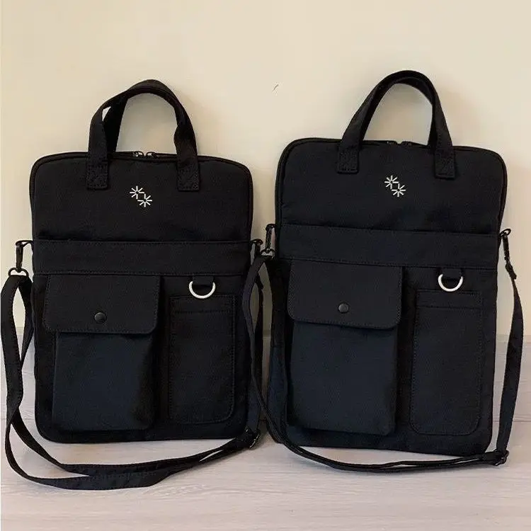 حقيبة كمبيوتر محمول بجيب أسود من Ins، سعة كبيرة، حقيبة كمبيوتر لوحي MacBook Air 13، حقيبة كمبيوتر محمولة للأعمال، حقيبة يد للركاب