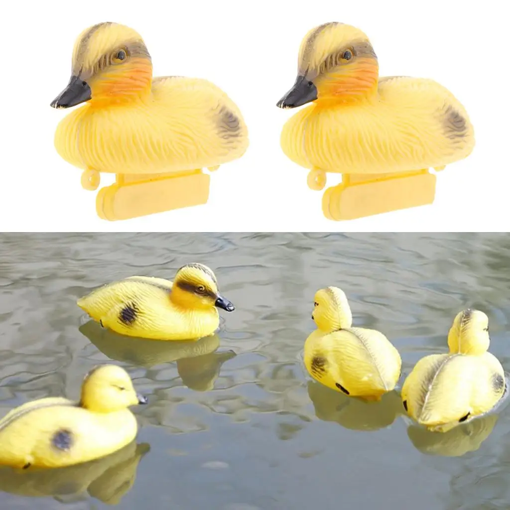 

2Pcs/Set Floating Duck Ducklings Fish Pond Ornament Plastic Decoy Mallard Lifesize