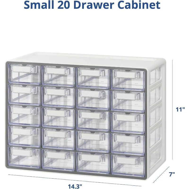 Small 20 Drawer Storage Organizer - Stackable Bead and Craft Storage, Hardware Small Parts Storage, Teacher Tool Box