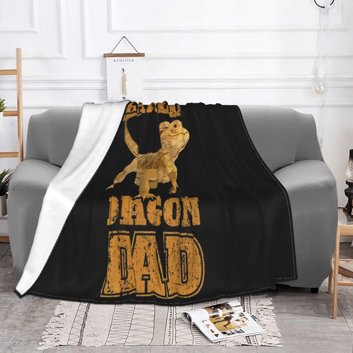 Bearded Dragon Bearded Dragon Dad Papa Gift Unisex Fashion Summer Style Design Pride Fashion Throw Blanket